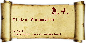 Mitter Annamária névjegykártya